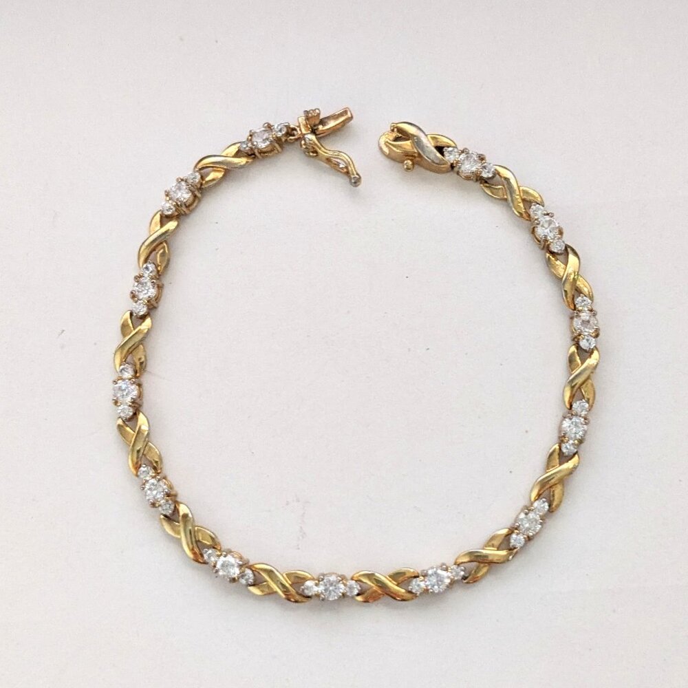 Vintage 14K G.P. (gold plate) Crystal Rhinestone Bracelet